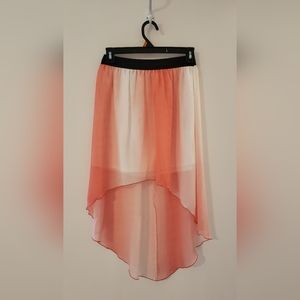 High-low/asymmetrical flowy pink and white skirt